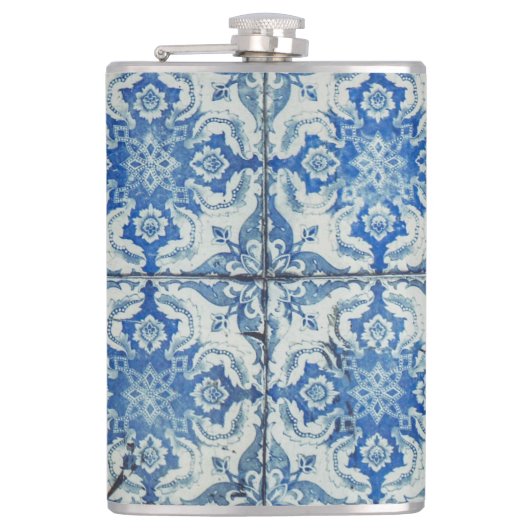 アンティークヴィンテージポルトガルのタイル模様 – Azulejo フラスク (正面)
