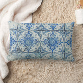 アンティークヴィンテージポルトガルのタイル模様 – Azulejo ランバークッション (ブランケット)