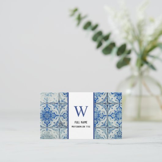 アンティークヴィンテージポルトガルのタイル模様 – Azulejo 名刺 (スタンド正面)