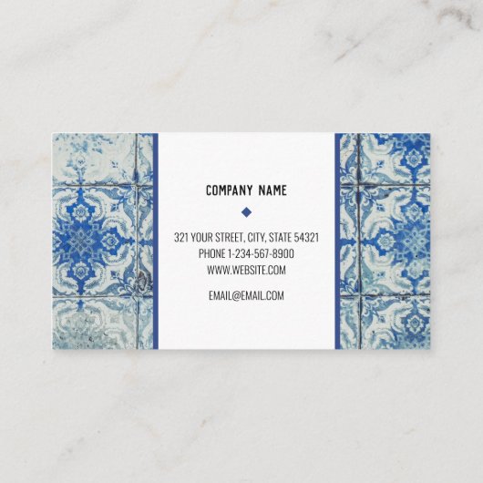 アンティークヴィンテージポルトガルのタイル模様 – Azulejo 名刺 (裏面)