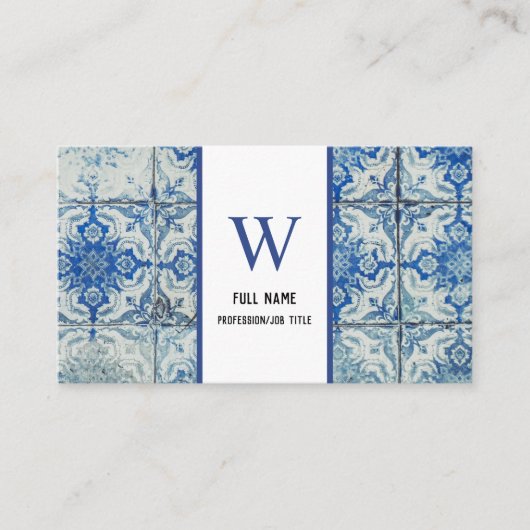 アンティークヴィンテージポルトガルのタイル模様 – Azulejo 名刺 (正面)