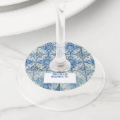 アンティークヴィンテージポルトガルのタイル模様Azulejo ワイングラスタグ (クローズアップ)