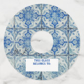 アンティークヴィンテージポルトガルのタイル模様Azulejo ワイングラスタグ (裏面)