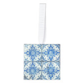 アンティークヴィンテージポルトガルのタイルAzulejoクリスマス キューブオーナメント (正面)