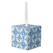 アンティークヴィンテージポルトガルのタイルAzulejoクリスマス キューブオーナメント (裏面アングル)