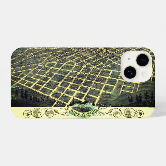 アンティークヴィンテージマップアトランタジョージアUSA 1871 iPhoneケース (裏面横)