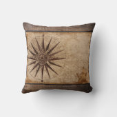 アンティークヴィンテージマップコンパス船航海の遭難 クッション (裏面)