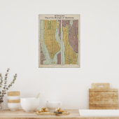 アンティークヴィンテージマンハッタンニューヨークの地図 ポスター (キッチン)