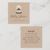 アンティークヴィンテージモスバタフライイベントプランナーブラウン スクエア名刺 (正面/裏面)