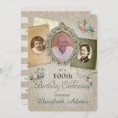 アンティークヴィンテージリネン |年の写真の選択3 招待状 (正面/裏面)