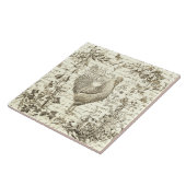 アンティークヴィンテージルースターベージュトイレフローラスクリプト タイル (側面)