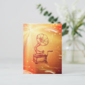 アンティークヴィンテージレコード。レトロオールド蓄音機 ポストカード (スタンド正面)