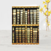 アンティークヴィンテージレザーブックパターン カード (黄色い花)