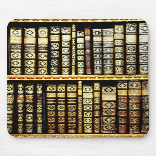 アンティークヴィンテージレザーブックパターン マウスパッド (正面)