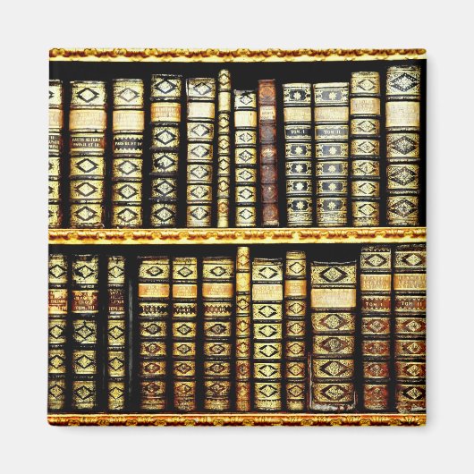 アンティークヴィンテージレザーブックパターン マグネット (正面)