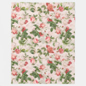 アンティークヴィンテージレッドテバラパターンピンク フリースブランケット (正面)