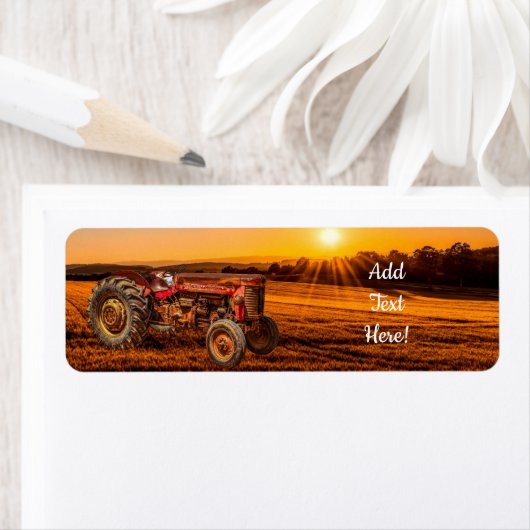 アンティークヴィンテージレッドファームトラクターファームフィールド ラベル (インサイチュ)