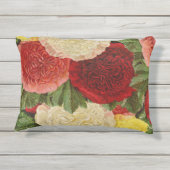 アンティークヴィンテージレッドホワイトピンクイエローローズ アウトドアクッション (裏面)