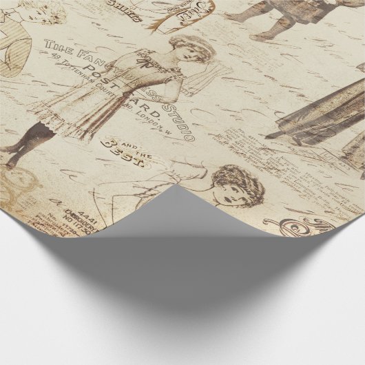 アンティークヴィンテージレディーガールファッション ラッピングペーパー (角)