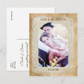 アンティークヴィンテージレースフレーム日付ポストカードの保存 案内ポストカード (正面/裏面)