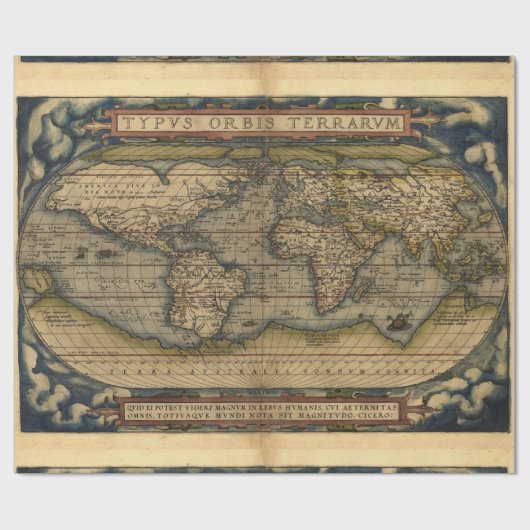 アンティークヴィンテージワールドマップアトラス装飾転が ラッピングペーパー (フラット)