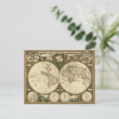 アンティークヴィンテージ世界地図はがき ポストカード (スタンド正面)