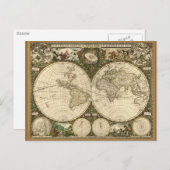 アンティークヴィンテージ世界地図はがき ポストカード (正面/裏面)