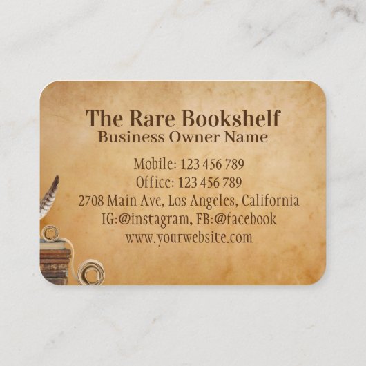 アンティークヴィンテージ古希少書店 名刺 (裏面)