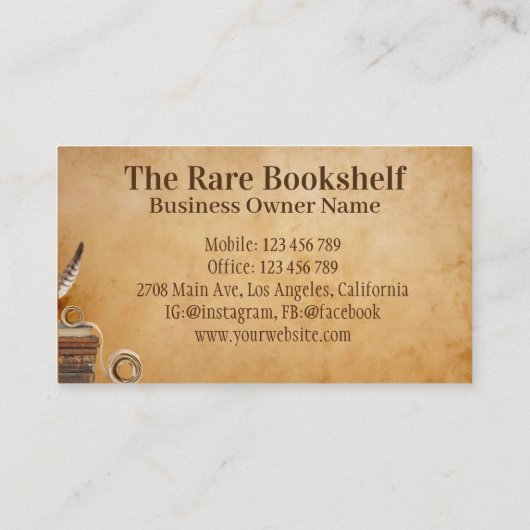 アンティークヴィンテージ古希少書店 名刺 (裏面)