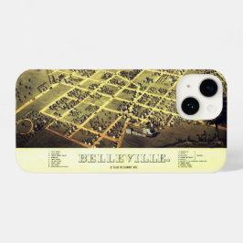 アンティークヴィンテージ地図ベルヴィルイリノイ州1867 iPhone 14ケース