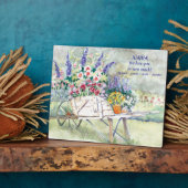 アンティークヴィンテージ手押し車と花inガーデン フォトプラーク (側面)