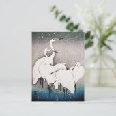 アンティークヴィンテージ日本のウッドブロックアイグレスin雪 ポストカード (スタンド正面)