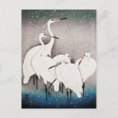 アンティークヴィンテージ日本のウッドブロックアイグレスin雪 ポストカード (正面)