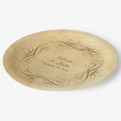 アンティークヴィンテージ書跡スクロール結婚ワーク ペーパープレート (アングル)