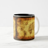 アンティークヴィンテージ歴史旧世界地図コーヒーマグ ツートーンマグカップ (正面右)