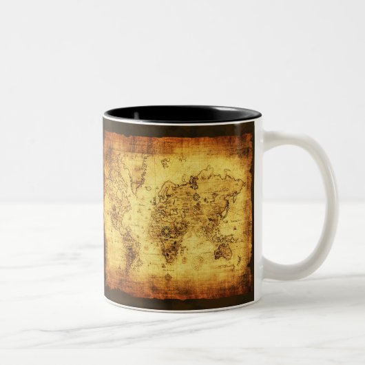 アンティークヴィンテージ歴史旧世界地図コーヒーマグ ツートーンマグカップ (右)