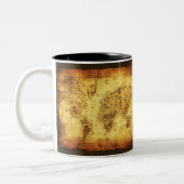 アンティークヴィンテージ歴史旧世界地図コーヒーマグ ツートーンマグカップ (左)