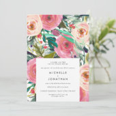 アンティークヴィンテージ水彩結婚花 招待状 (スタンド正面)