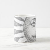 アンティークヴィンテージ白黒サン顔 コーヒーマグカップ (中央)