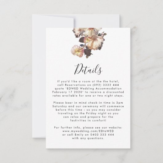 アンティークヴィンテージ結婚フローラのエンクロージャカード 出欠カード (正面)