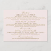 アンティークヴィンテージ結婚式の情報ピ淡い色のンク エンクロージャーカード (正面)