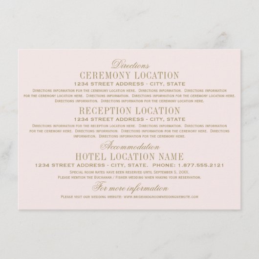 アンティークヴィンテージ結婚式の情報ピ淡い色のンク エンクロージャーカード (正面)