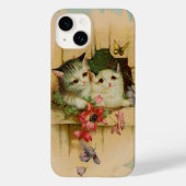 アンティークヴィンテージ絵画猫のかわいい蝶 Case-Mate iPhoneケース (裏面)