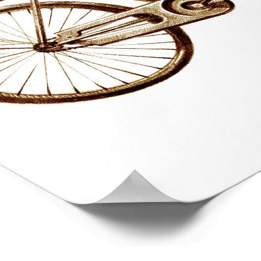 アンティークヴィンテージ自転車かご花バラプリント ポスター (角)