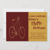 アンティークヴィンテージ自転車レッドタンバイクサイクリスト 招待状 (正面)