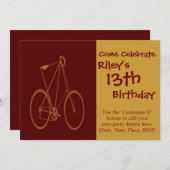 アンティークヴィンテージ自転車レッドタンバイクサイクリスト 招待状 (正面/裏面)