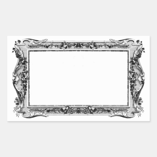 アンティークヴィンテージ複雑なエッチングフレーム 長方形シール (正面)
