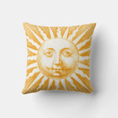 アンティークヴィンテージ金ゴールドイエローサン顔 クッション (裏面)