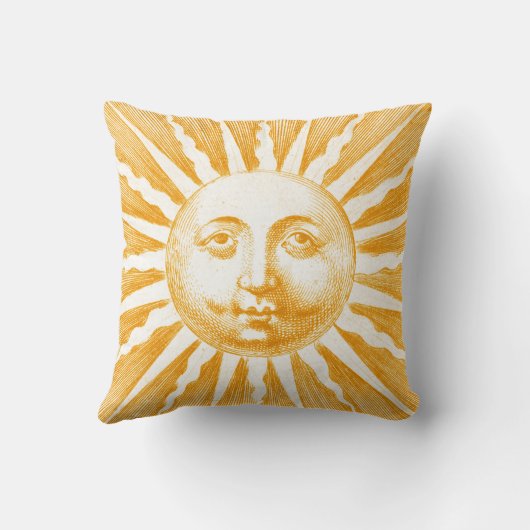 アンティークヴィンテージ金ゴールドイエローサン顔 クッション (裏面)