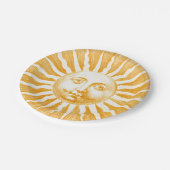 アンティークヴィンテージ金ゴールドイエローサン顔 ペーパープレート (アングル)